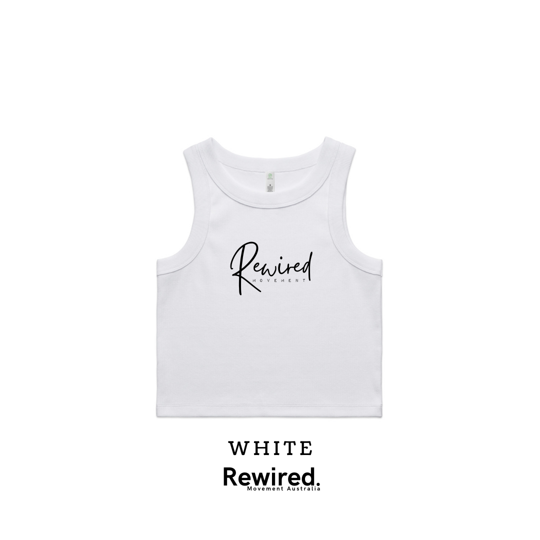 Women's Running Writing Ribbed Crop Tank (AS Colour Organic Rib Crop Tank 4064G)