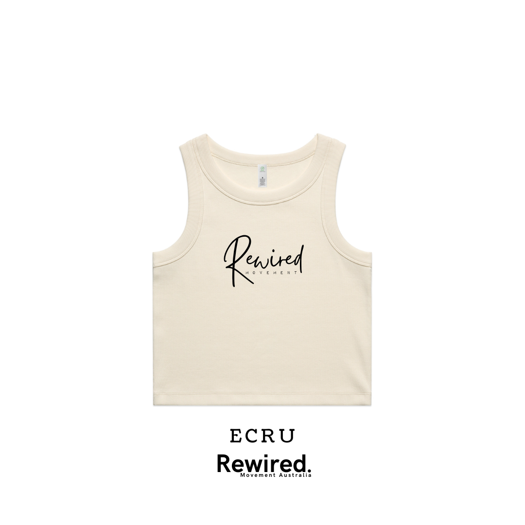 Women's Running Writing Ribbed Crop Tank (AS Colour Organic Rib Crop Tank 4064G)