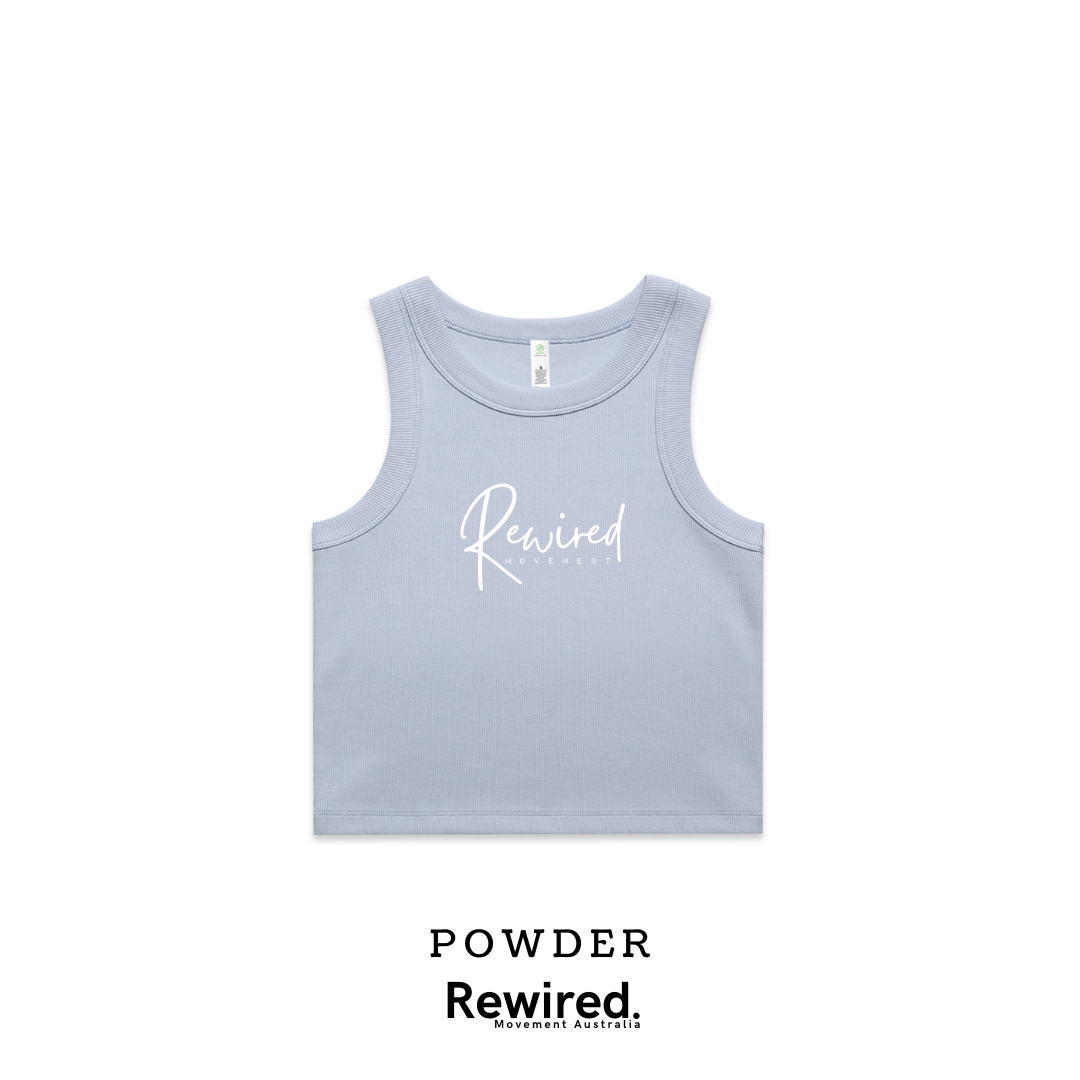 Women's Running Writing Ribbed Crop Tank (AS Colour Organic Rib Crop Tank 4064G)