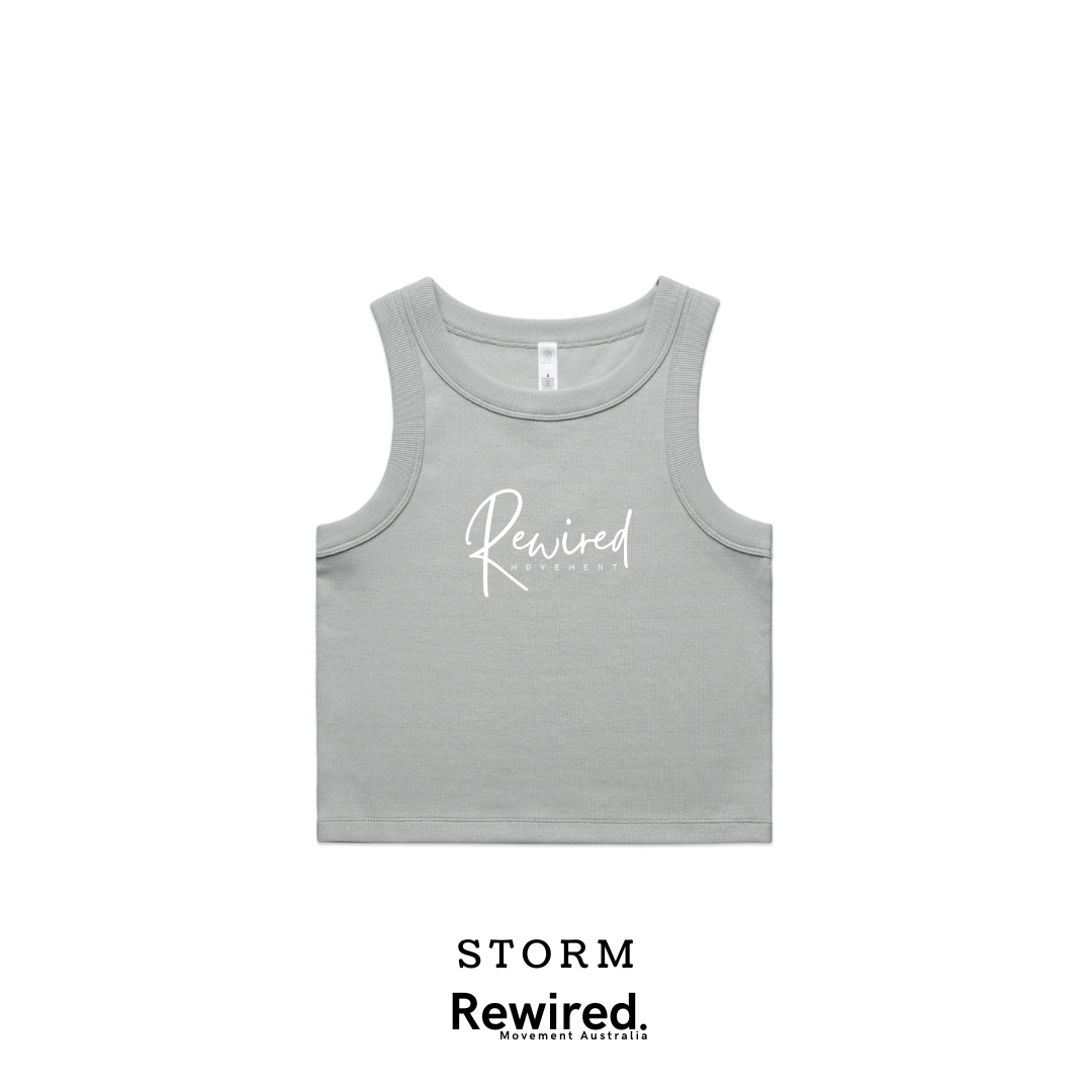 Women's Running Writing Ribbed Crop Tank (AS Colour Organic Rib Crop Tank 4064G)