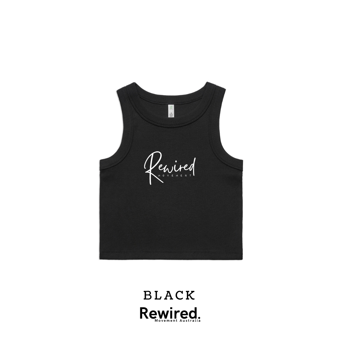 Women's Running Writing Ribbed Crop Tank (AS Colour Organic Rib Crop Tank 4064G)