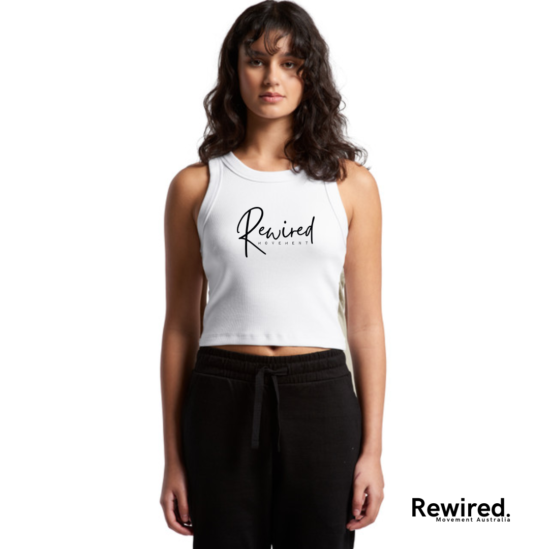 Women's Running Writing Ribbed Crop Tank (AS Colour Organic Rib Crop Tank 4064G)