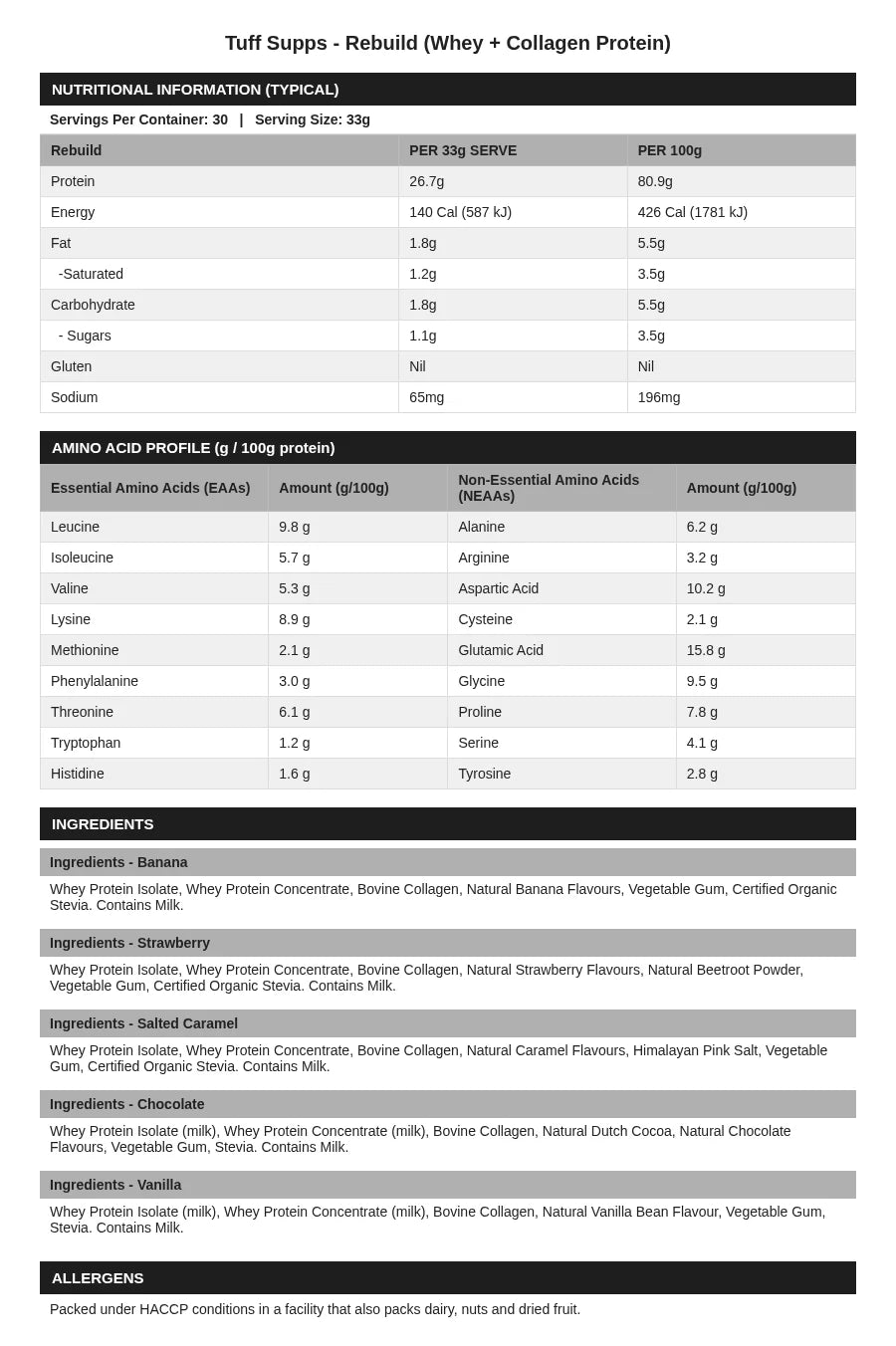 Rebuild Whey and Collagen | Grass-fed