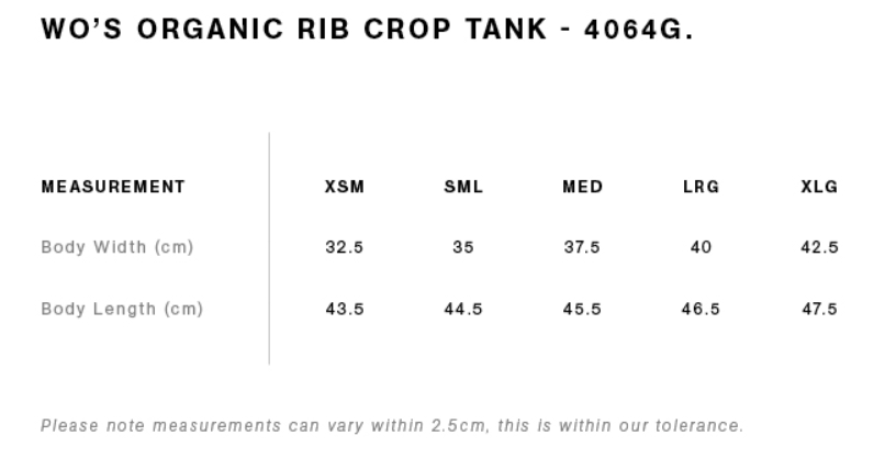 Women's Running Writing Ribbed Crop Tank (AS Colour Organic Rib Crop Tank 4064G)