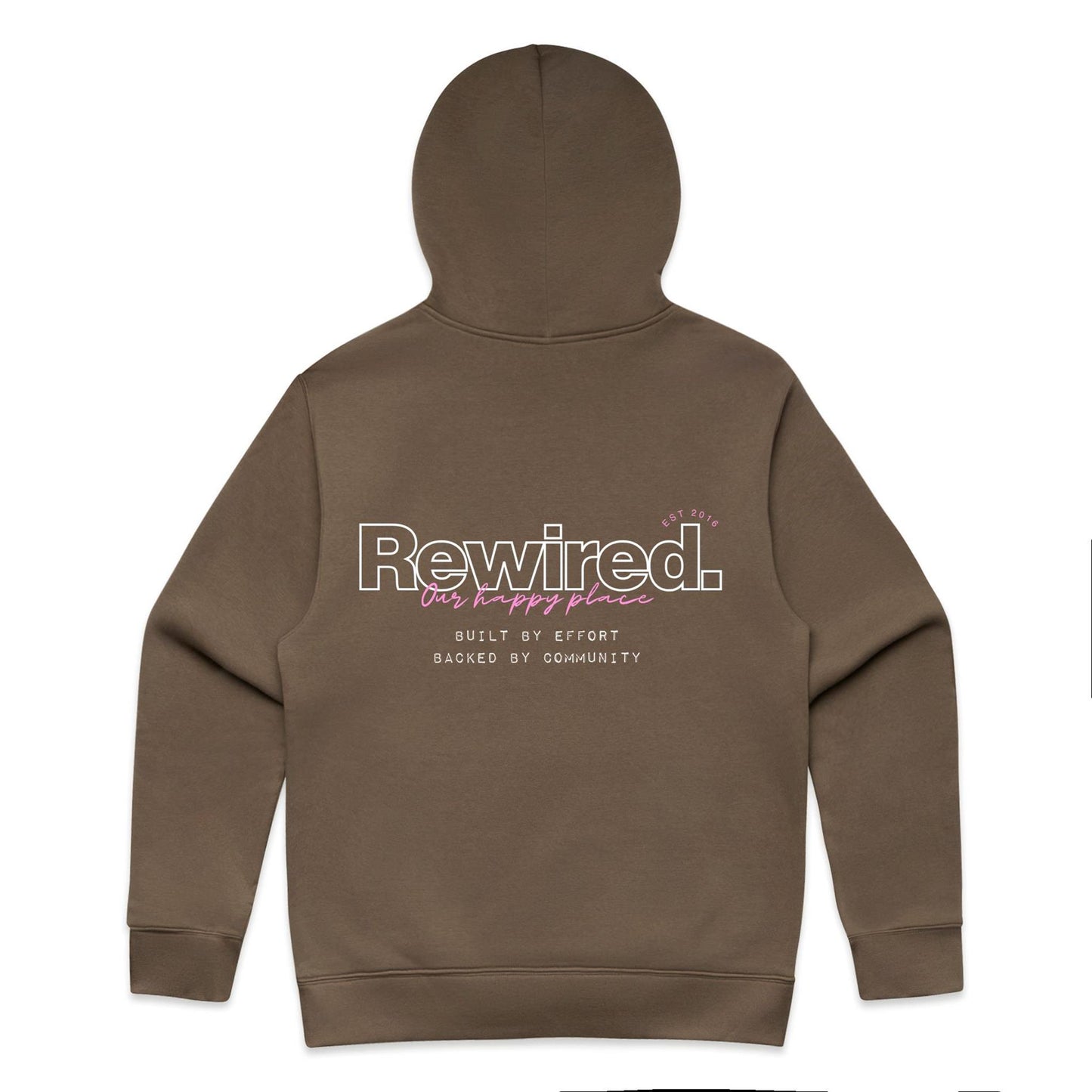 Rewired Our Happy Place Pink (Front and Back Design) - AS Colour Relax Hood - Unisex