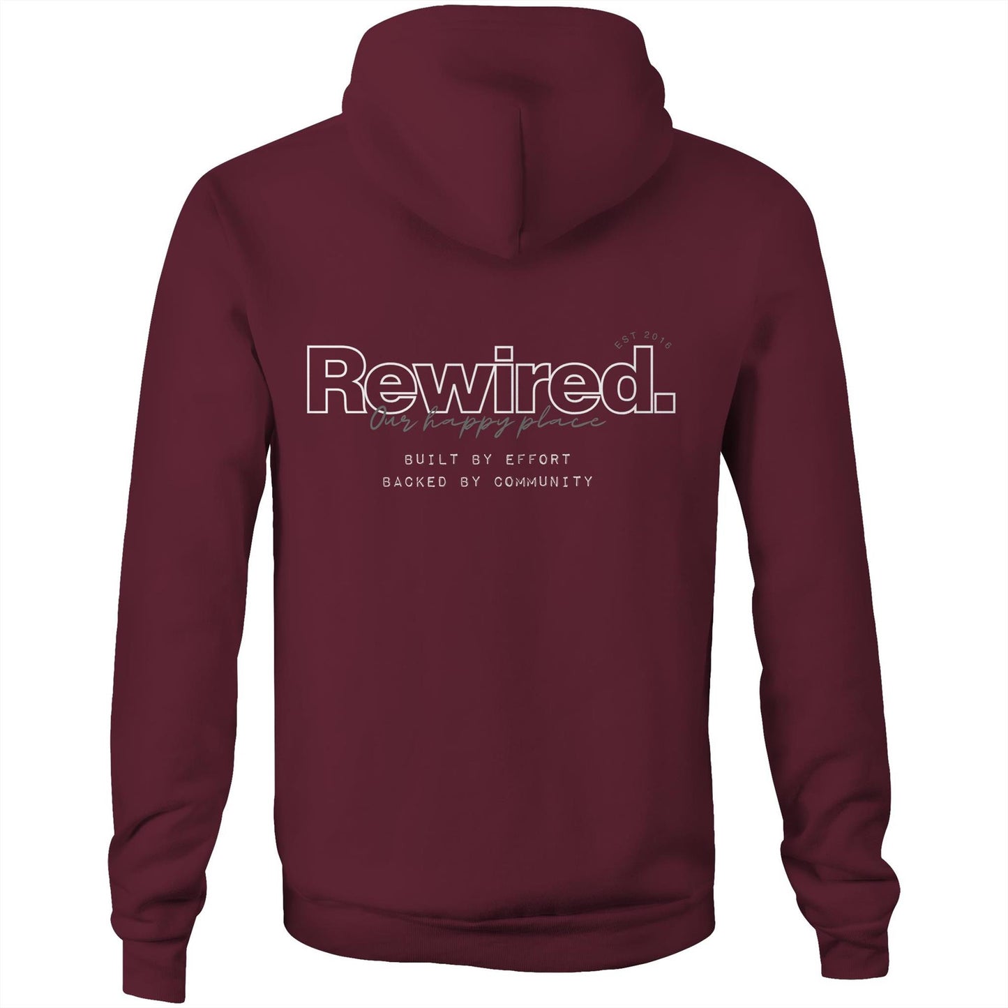 Rewired Our Happy Place Grey (front and back design) AS Colour Stencil Hood - Unisex