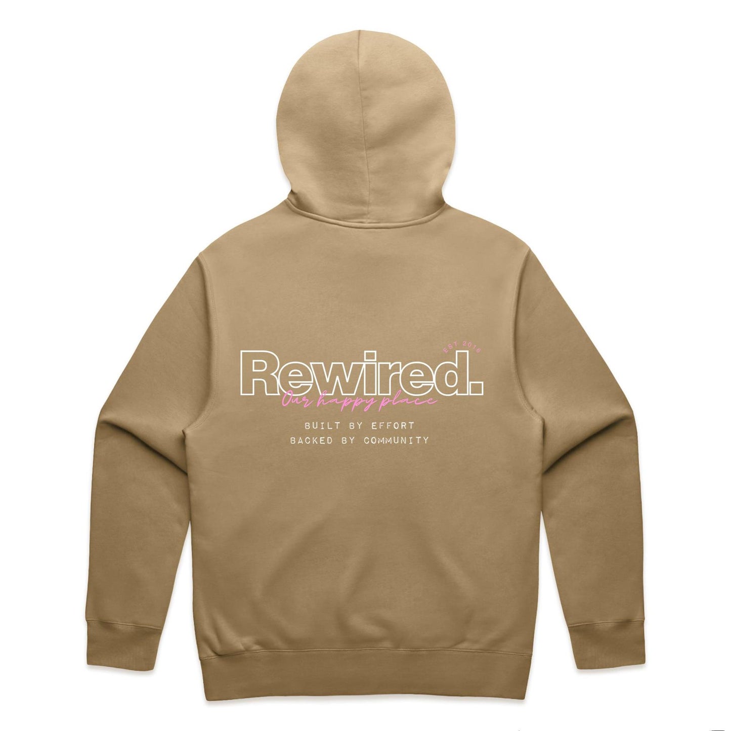 Rewired Our Happy Place Pink (Front and Back Design) - AS Colour Relax Hood - Unisex