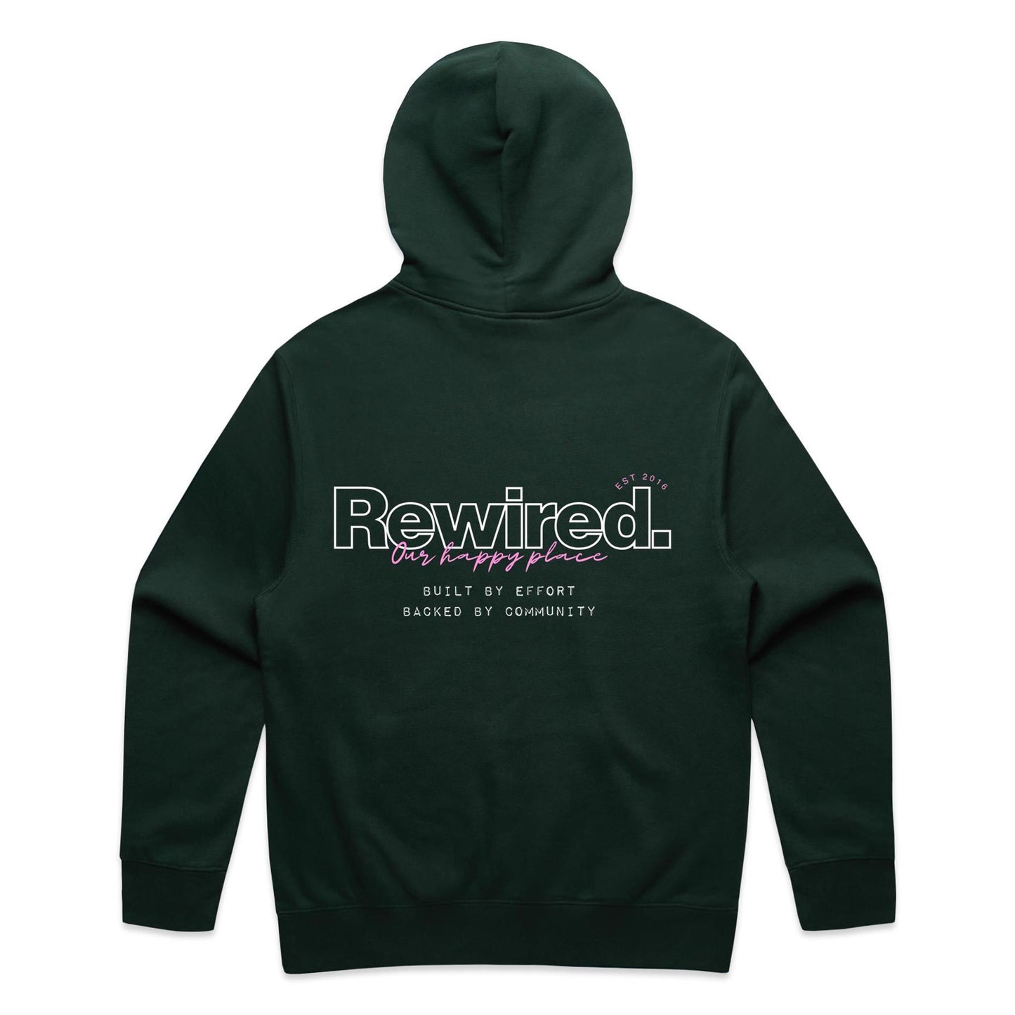 Rewired Our Happy Place Pink (Front and Back Design) - AS Colour Relax Hood - Unisex