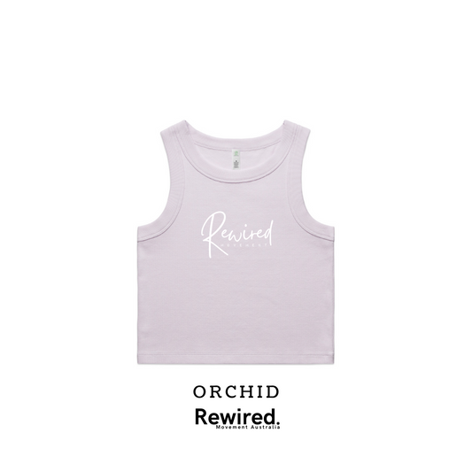 Women's Running Writing Ribbed Crop Tank (AS Colour Organic Rib Crop Tank 4064G)