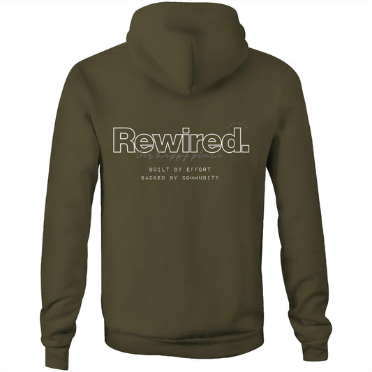 Rewired Our Happy Place Grey (front and back design) AS Colour Stencil Hood - Unisex