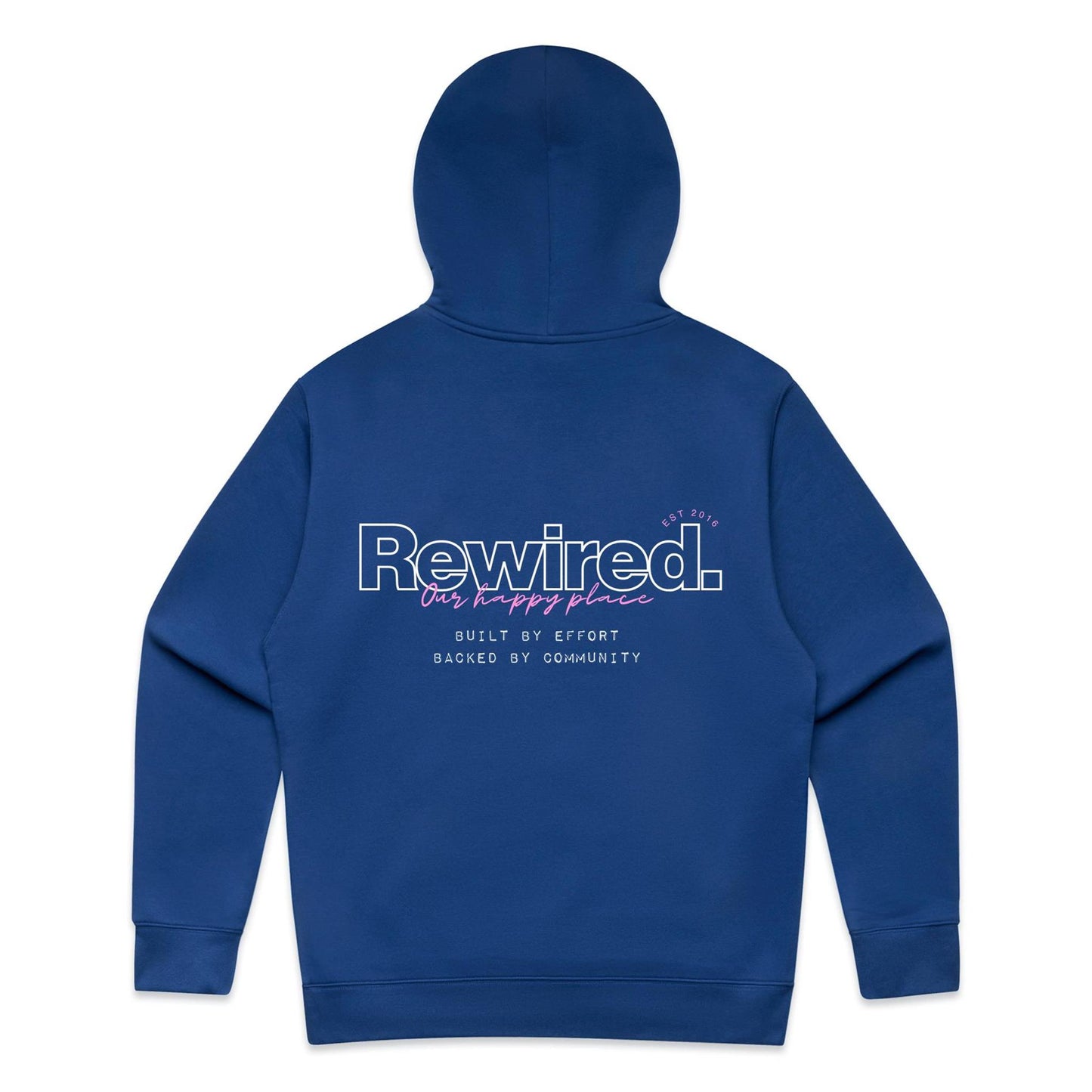 Rewired Our Happy Place Pink (Front and Back Design) - AS Colour Relax Hood - Unisex