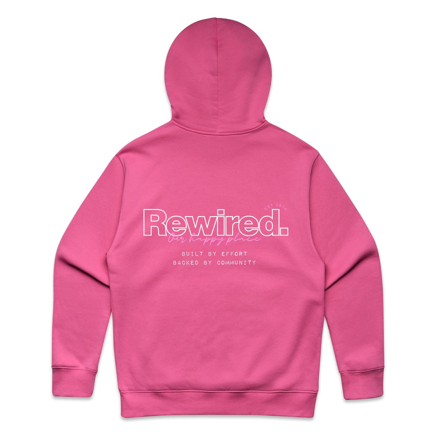 Rewired Our Happy Place Pink (Front and Back Design) - AS Colour Relax Hood - Unisex