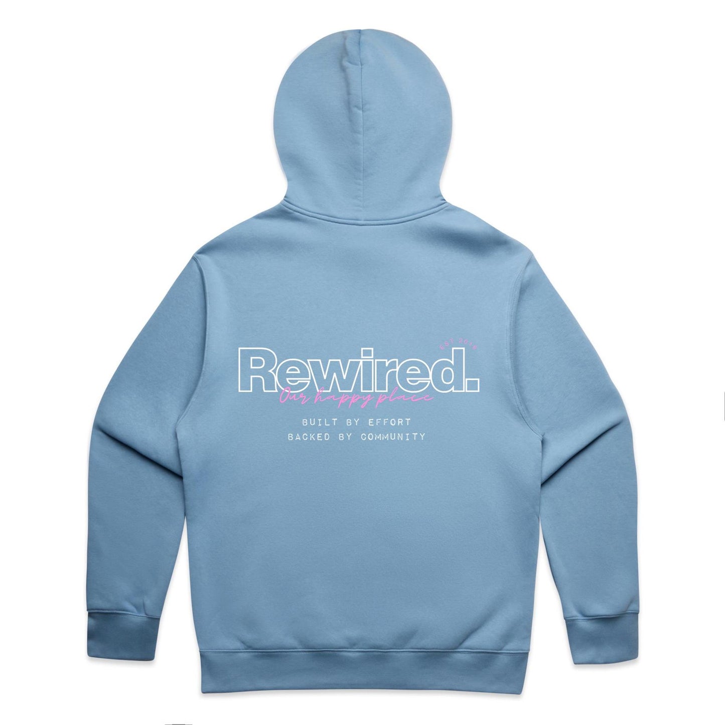 Rewired Our Happy Place Pink (Front and Back Design) - AS Colour Relax Hood - Unisex