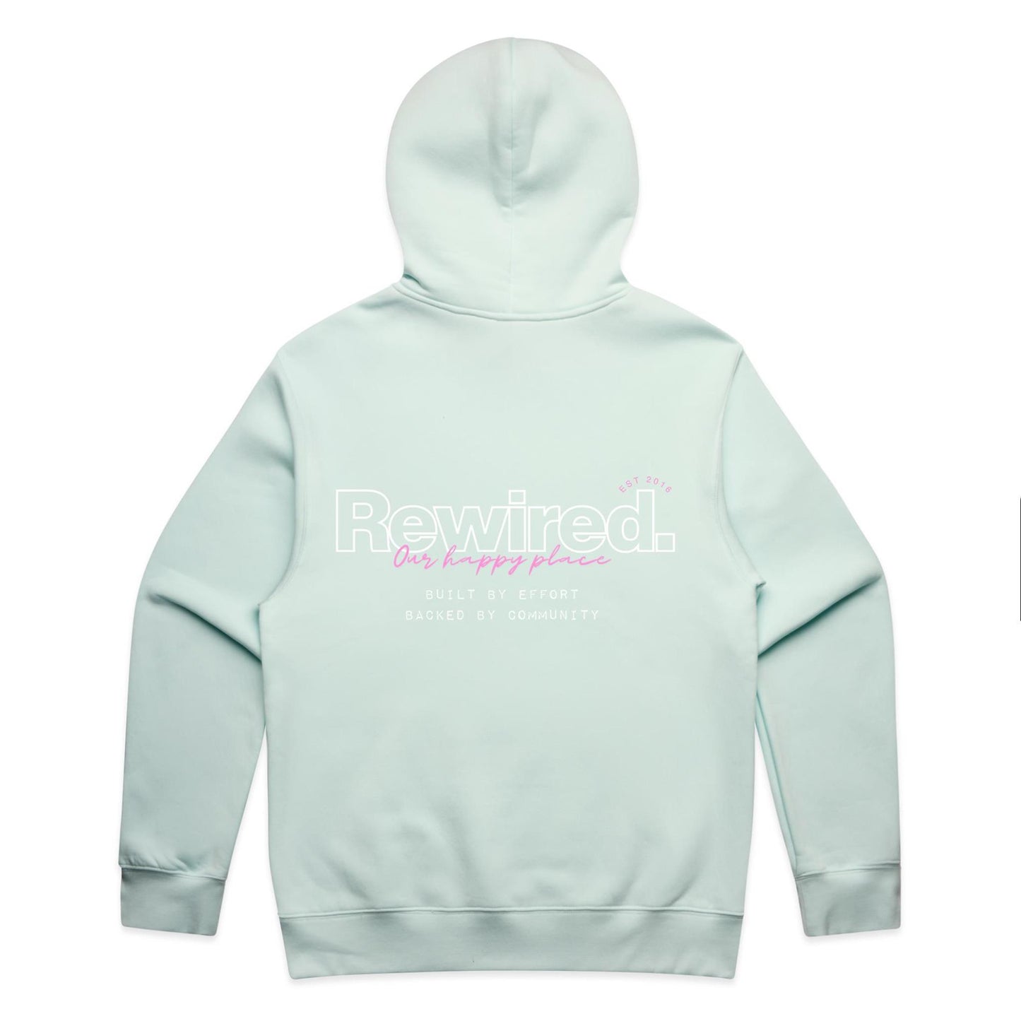 Rewired Our Happy Place Pink (Front and Back Design) - AS Colour Relax Hood - Unisex