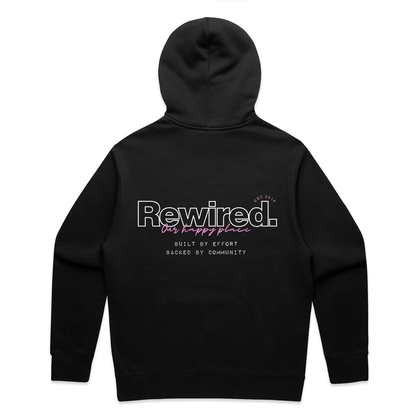 Rewired Our Happy Place Pink (Front and Back Design) - AS Colour Relax Hood - Unisex