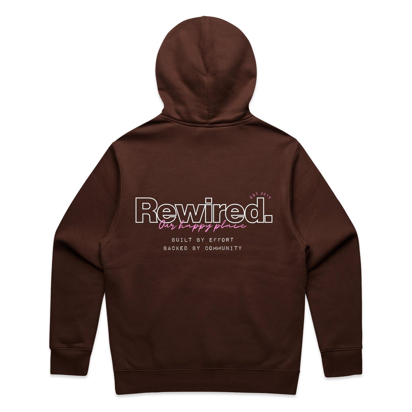 Rewired Our Happy Place Pink (Front and Back Design) - AS Colour Relax Hood - Unisex