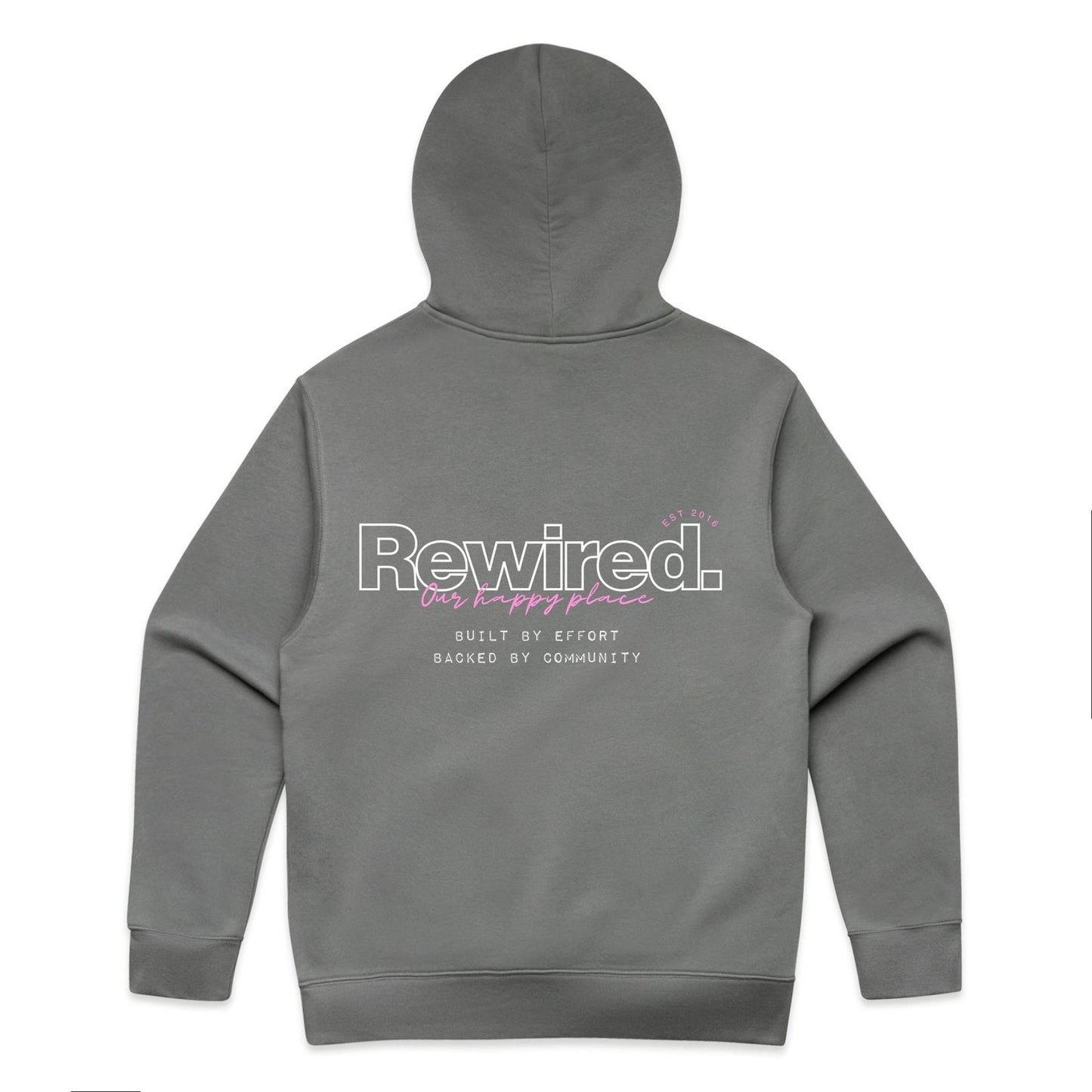 Rewired Our Happy Place Pink (Front and Back Design) - AS Colour Relax Hood - Unisex