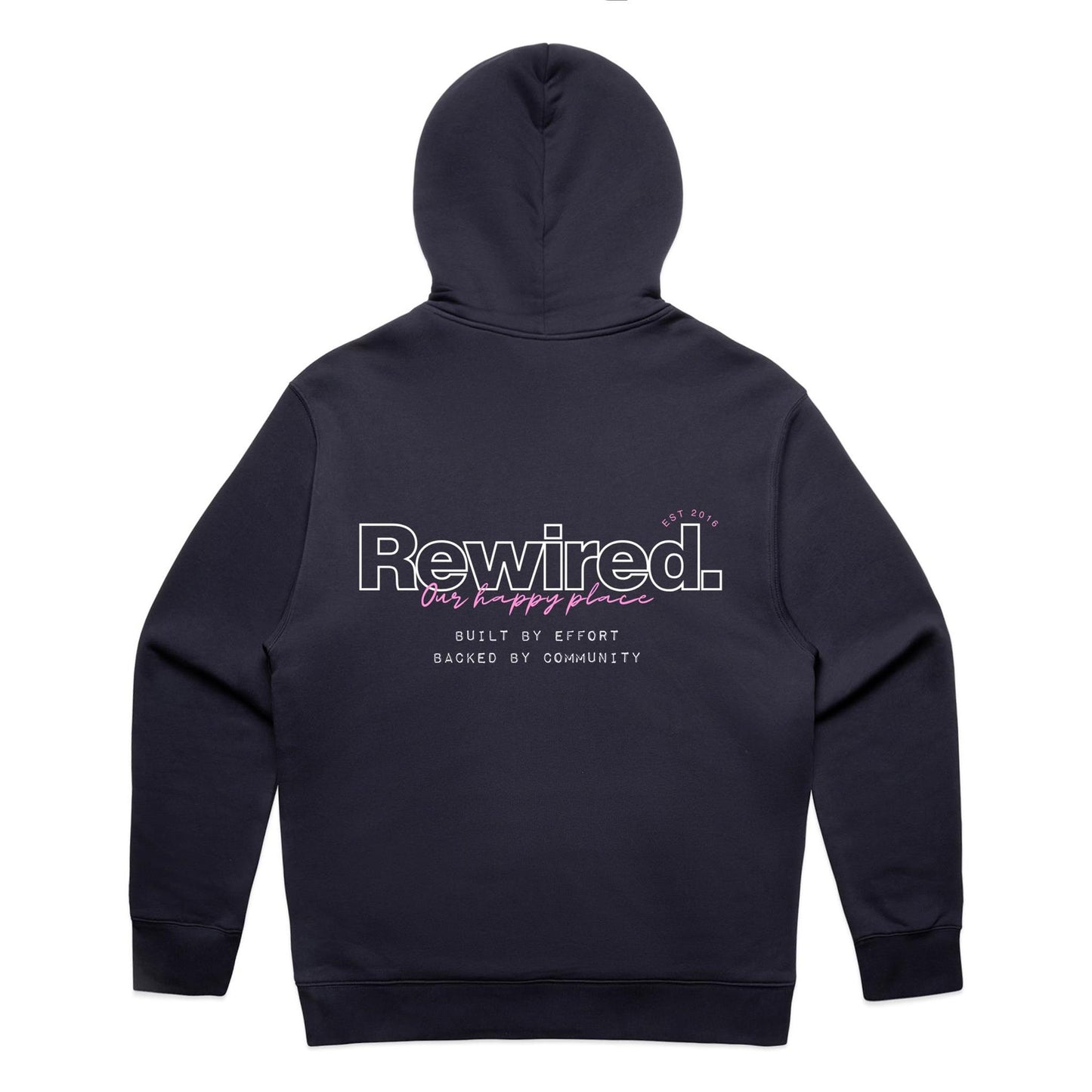 Rewired Our Happy Place Pink (Front and Back Design) - AS Colour Relax Hood - Unisex