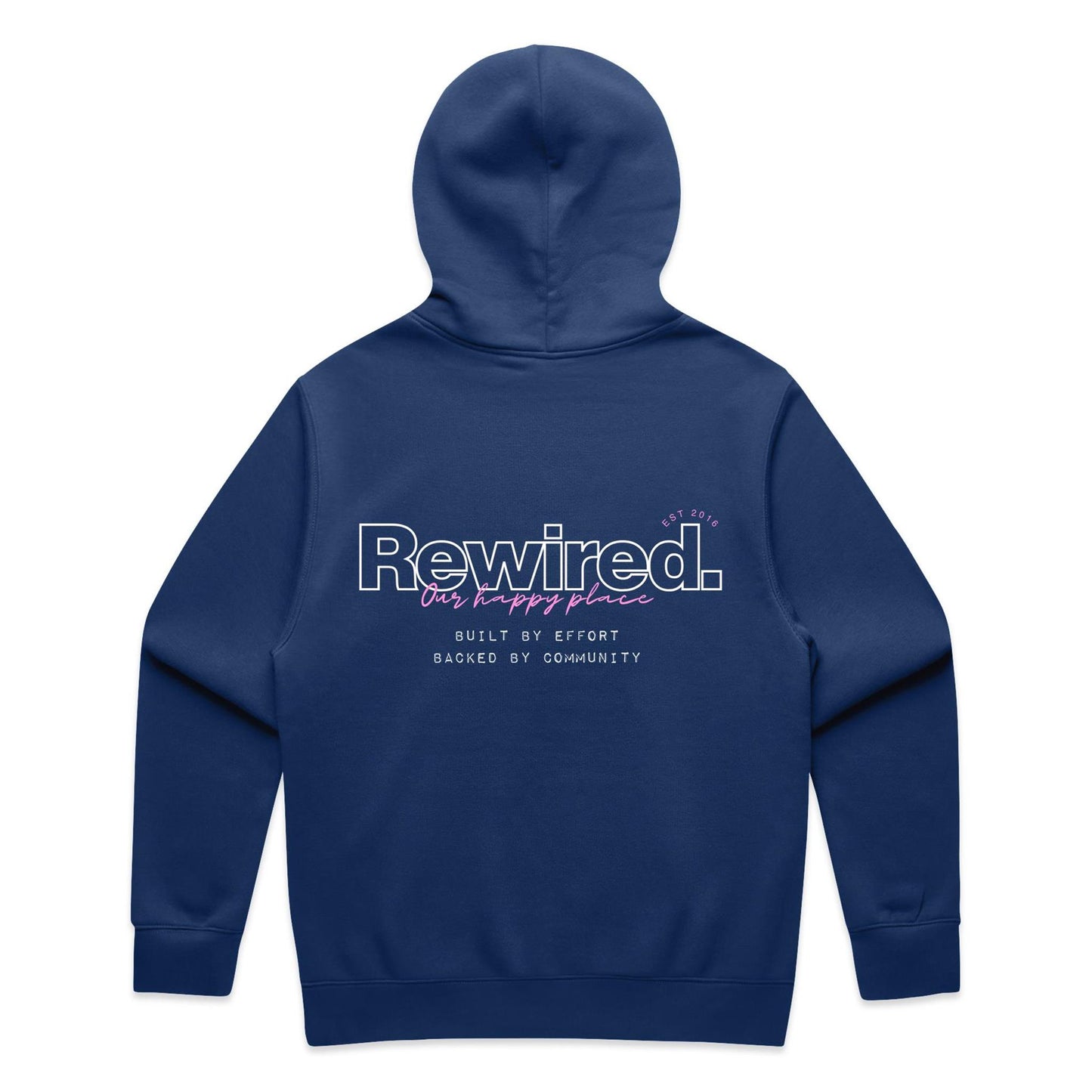 Rewired Our Happy Place Pink (Front and Back Design) - AS Colour Relax Hood - Unisex